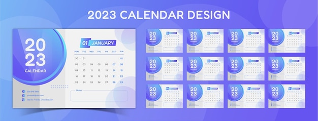 Modèle De Conception De Calendrier De Bureau Moderne 2023