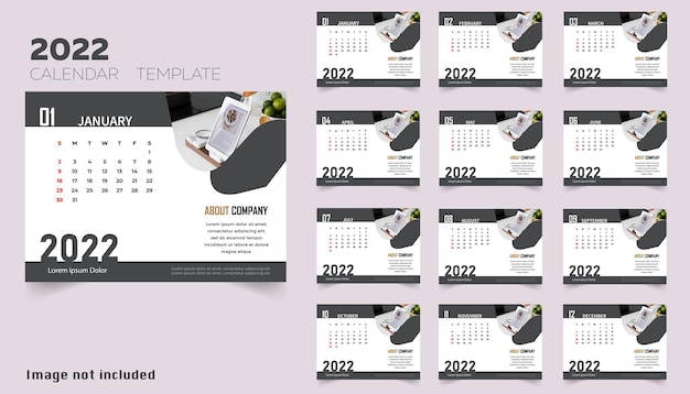 Vecteur modèle de conception de calendrier du nouvel an 2022 moderne