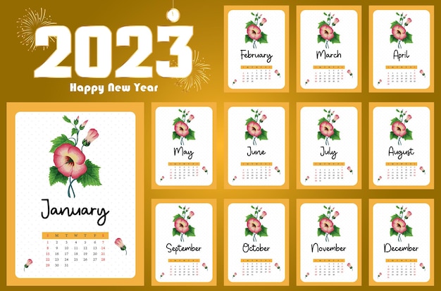 Modèle De Conception De Calendrier Du Nouvel An 2023