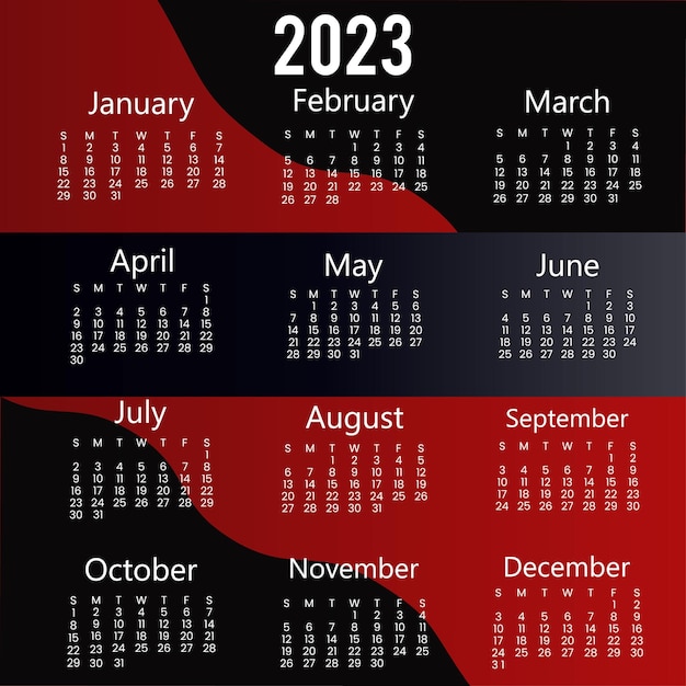 Modèle De Conception De Calendrier Du Nouvel An 2023