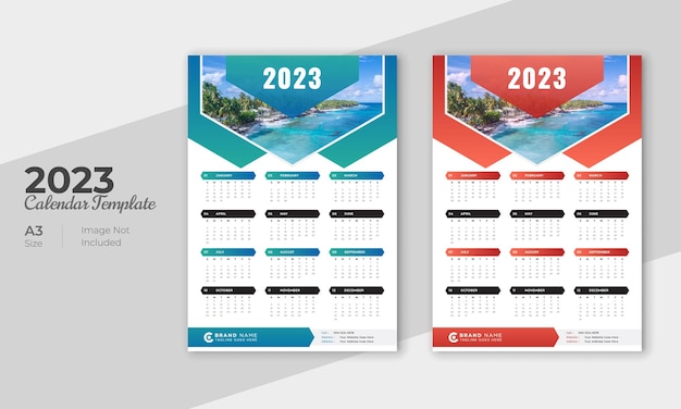 Modèle De Conception De Calendrier Mural De 12 Mois 2023 Pour Entreprise Créative Colorée