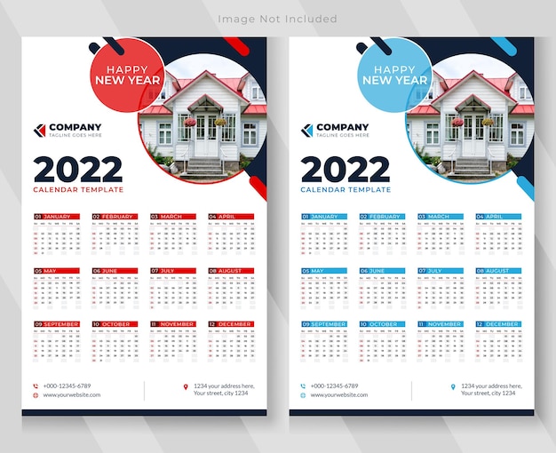 Modèle De Conception De Calendrier Mural 2022