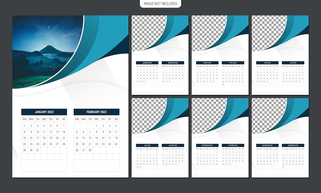 Modèle De Conception De Calendrier Mural 2023