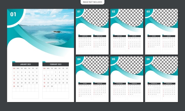 Modèle de conception de calendrier mural 2023