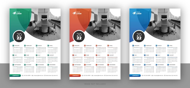 Modèle De Conception De Calendrier Mural D'entreprise Coloré
