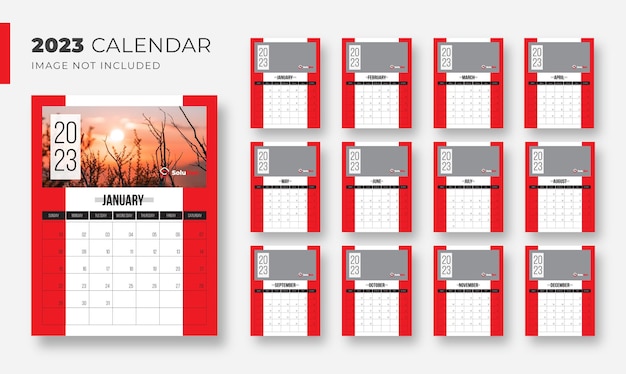 Modèle De Conception De Calendrier Mural D'entreprise Pour Le Nouvel An 2023