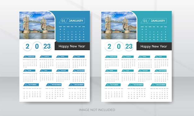 Modèle De Conception De Calendrier Mural Moderne 2023