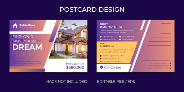 Modèle de conception de carte postale immobilière