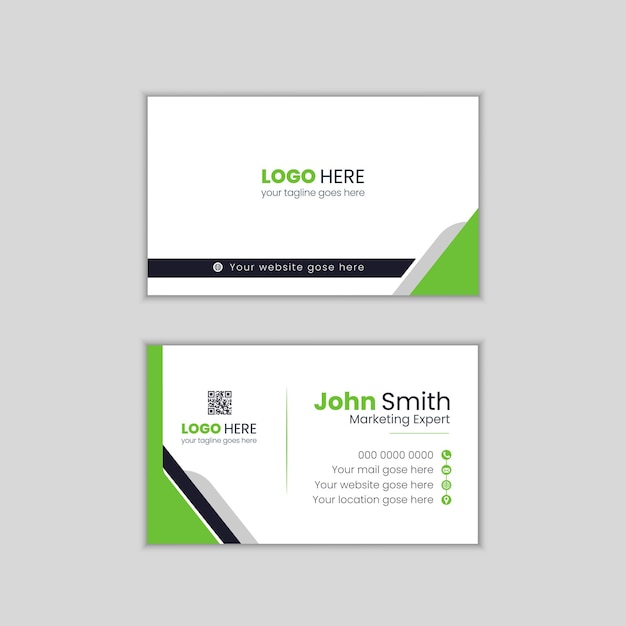 modèle de conception de carte de visite professionnelle minimaliste avec couleur verte et noire