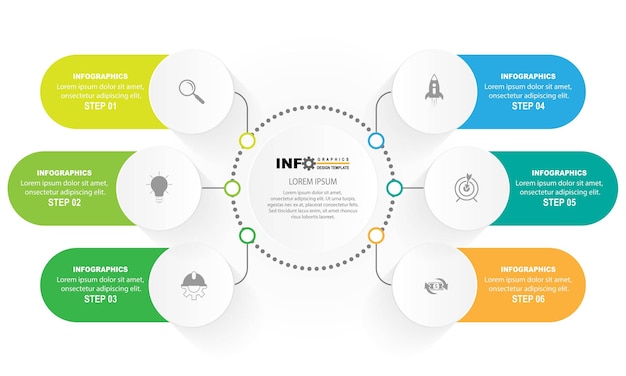 Modèle De Conception De Cercle Infographique Vectoriel Avec 6 Options Ou étapes.