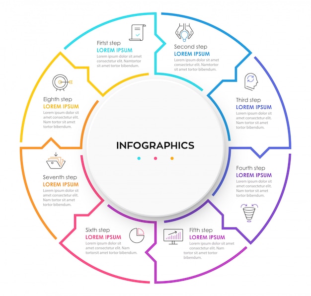 Modèle De Conception De Cercle Pour Infographie Avec 8 Options Ou étapes.