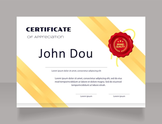 Modèle de conception de certificat d'analyse de données. Diplôme vectoriel avec fond et bordures personnalisés. Document imprimable pour les récompenses et la reconnaissance. Syncopate, Poller One, Arial Polices régulières utilisées
