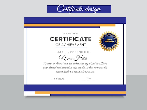 Modèle de conception de certificat élégant