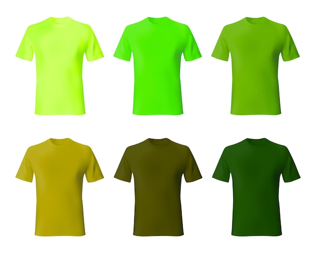 Modèle de conception de chemise vecteur ensemble hommes t-shirt couleur vert kaki