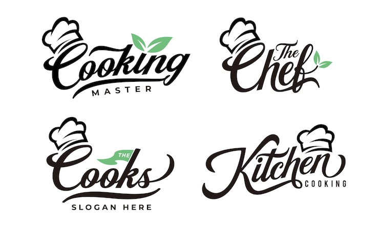 Vecteur modèle de conception de collections de logo de typographie de cuisine
