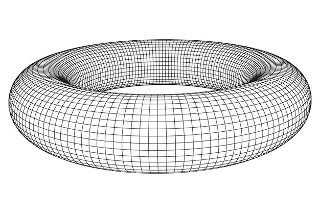 Modèle de conception de connexion d'arrière-plan de technologie vectorielle abstraite filaire torus beignet