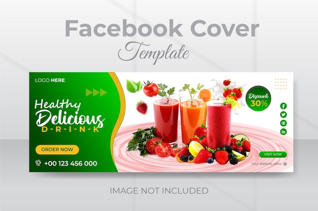 Modèle de conception de couverture facebook alimentaire avec vecteur premium