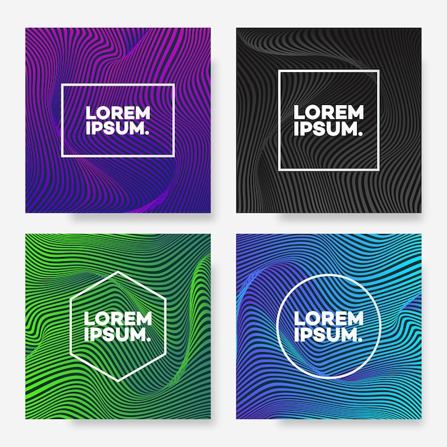 Modèle de conception de couverture de forme carrée avec des lignes de couleur gradient style minimal pour le catalogue, l'affiche, la brochure, la présentation, le flyer, le livre, le magazine. Illustration vectorielle
