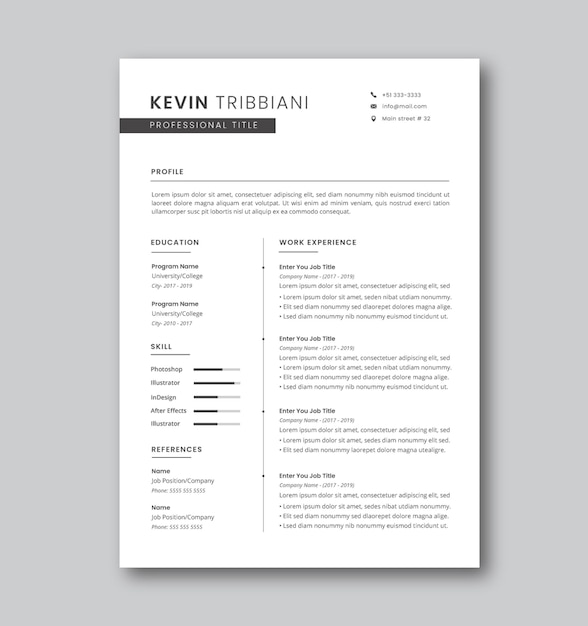 modèle de conception de cv minimaliste