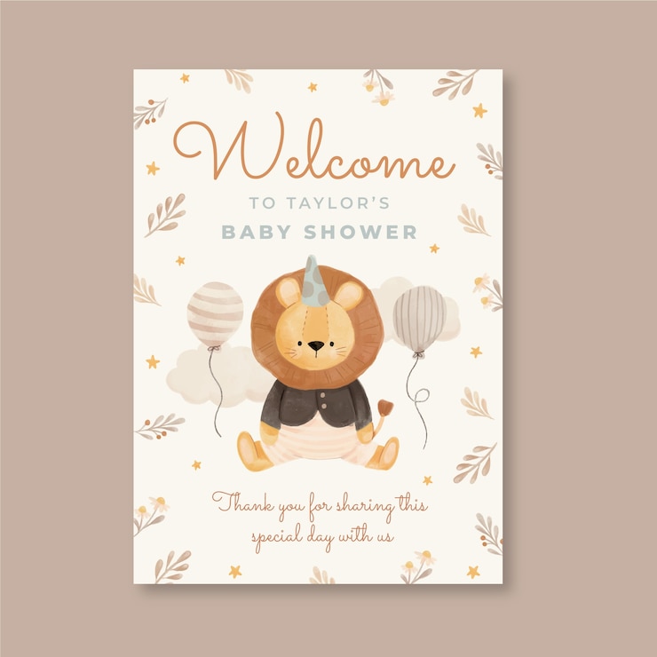 Vecteur modèle de conception de douche de bébé aquarelle