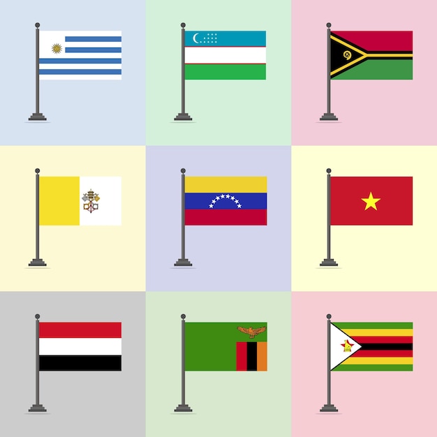 Modèle De Conception De Drapeau Uruguay Ouzbékistan Vanuatu Cité Du Vatican Venezuela Vietnam Yémen Zambie Zimbabwe