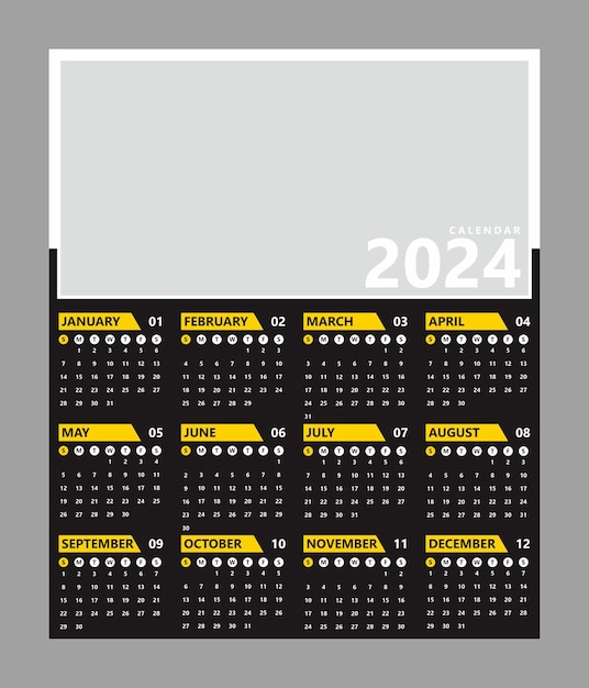 Vecteur modèle de conception du calendrier pour 2024