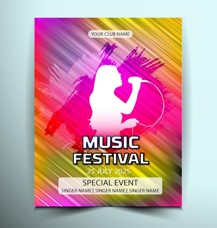 Vecteur modèle de conception du dépliant du festival de musique