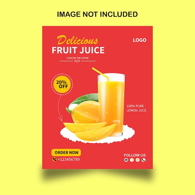 Modèle de conception du dépliant de jus d'orange