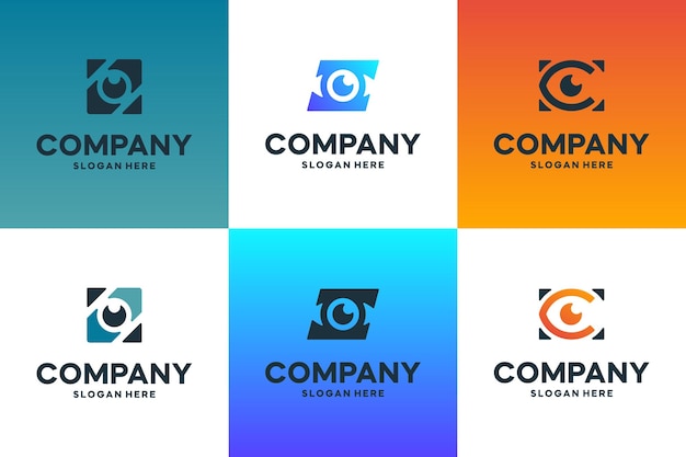 modèle de conception du logo de la collection de lentilles d'œil de style moderne