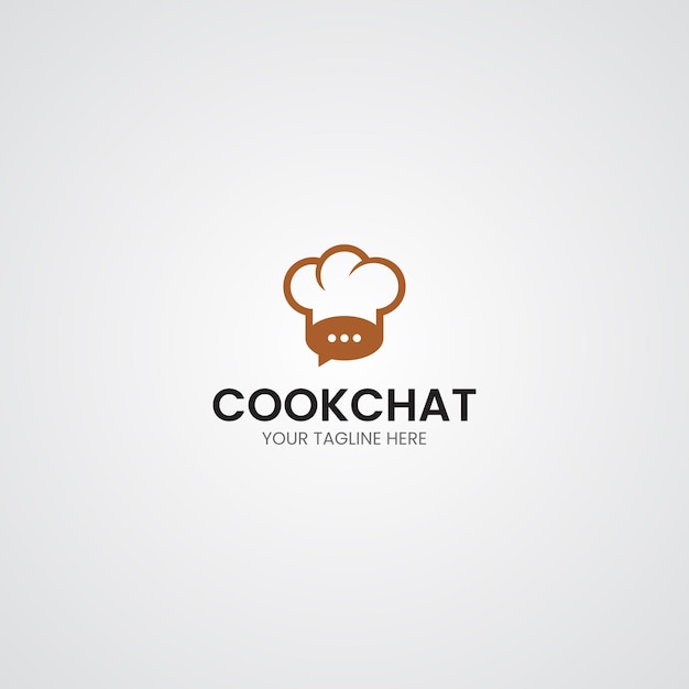 Vecteur modèle de conception du logo du chat de cuisinier ou du chef