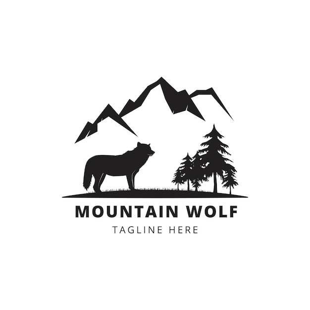 Vecteur modèle de conception du logo du loup de montagne