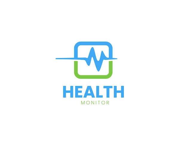 Vecteur modèle de conception du logo du moniteur de santé simple