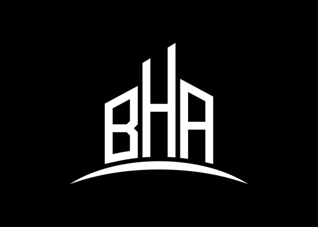 Vecteur le modèle de conception du logo du monogramme vectoriel du bâtiment bha