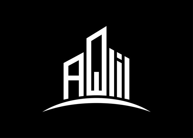 modèle de conception du logo du monogramme vectoriel du bâtiment Building Shape Logo de l'AQI