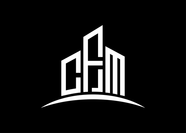 modèle de conception du logo du monogramme vectoriel du bâtiment Building Shape Logo du CFM