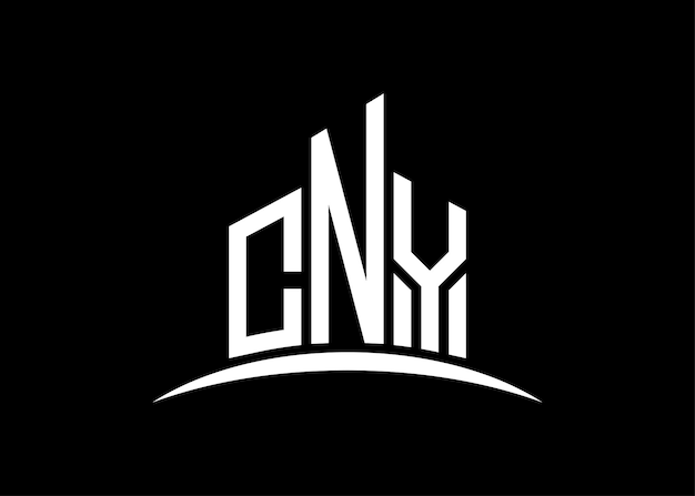 modèle de conception du logo du monogramme vectoriel du bâtiment Building Shape Logo du CNY