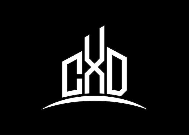 Le modèle de conception du logo du monogramme vectoriel du bâtiment de la lettre CXD Le logo de la forme du bâtiment CXD