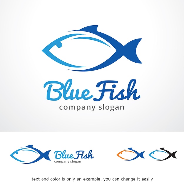 Modèle de conception du logo du poisson bleu Concept de conception de l'emblème vectoriel Symbole créatif Icône
