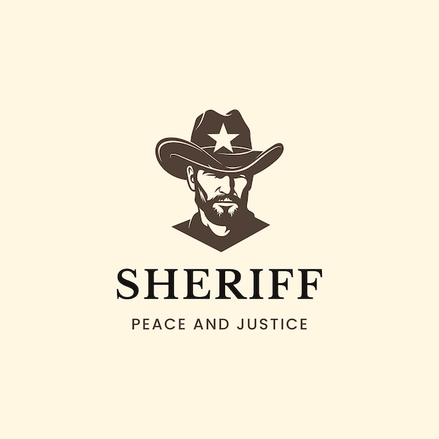 Vecteur modèle de conception du logo du shérif avec chapeau de cow-boy
