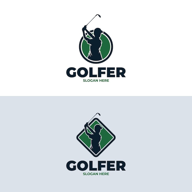 Vecteur modèle de conception du logo d'un enfant golfeur