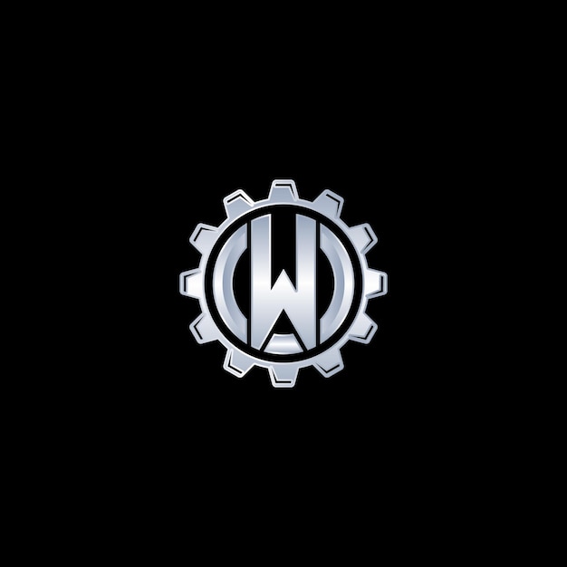 Vecteur modèle de conception du logo de l'engrenage w