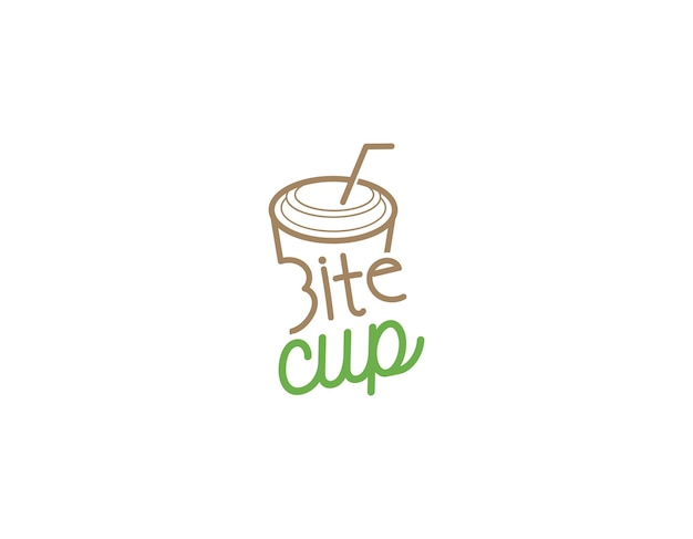 Vecteur modèle de conception du logo de l'entreprise bite coffee cup cafe