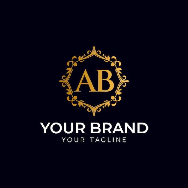 Modèle de conception du logo de la lettre ab créative et élégante