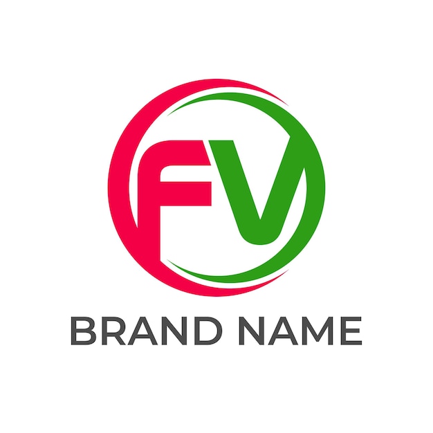 Modèle de conception du logo de la lettre FV