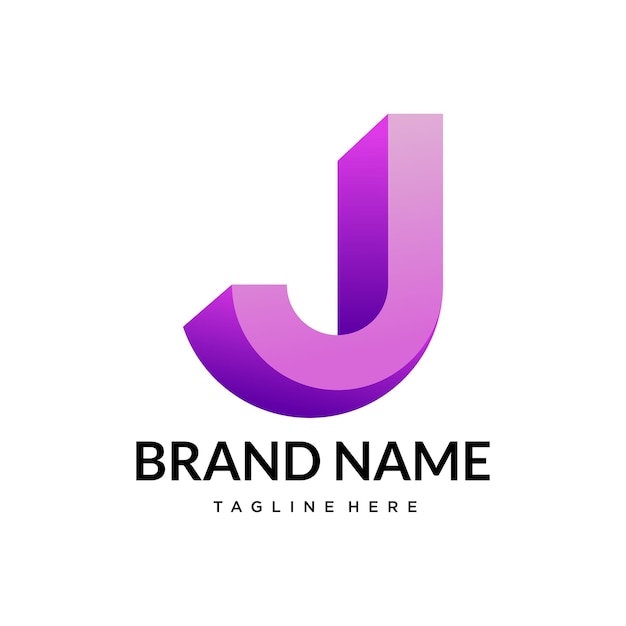 Modèle de conception du logo de la lettre J en gradient