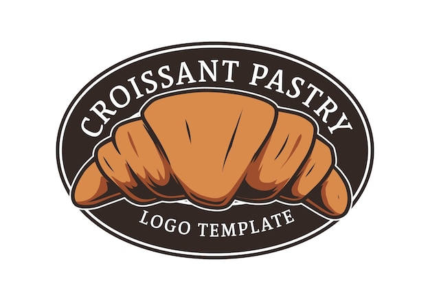 modèle de conception du logo de la pâtisserie croissant