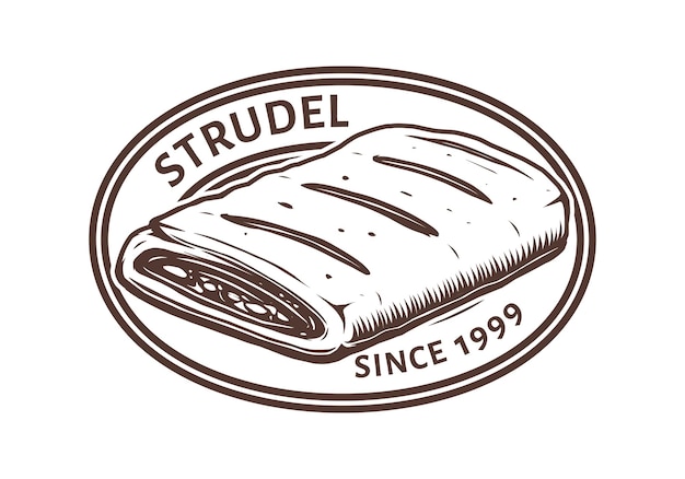 Vecteur modèle de conception du logo de la pâtisserie strudel