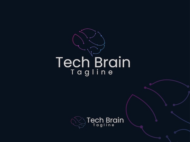 Vecteur modèle de conception du logo de tech brain avec couleur de gradient