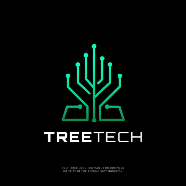 Vecteur modèle de conception du logo tree tech illustration vectorielle