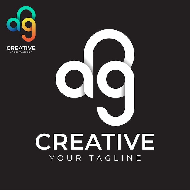Modèle de conception du logo vectoriel de la lettre ag